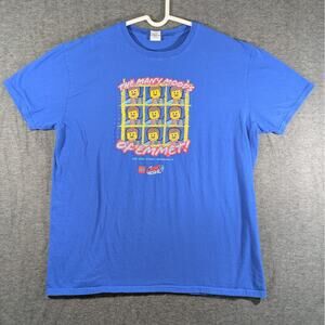 Lego Movie 2 Many Mood's of Emmet Men's Blue 100%‎ Cotton T-Shirt Size XL